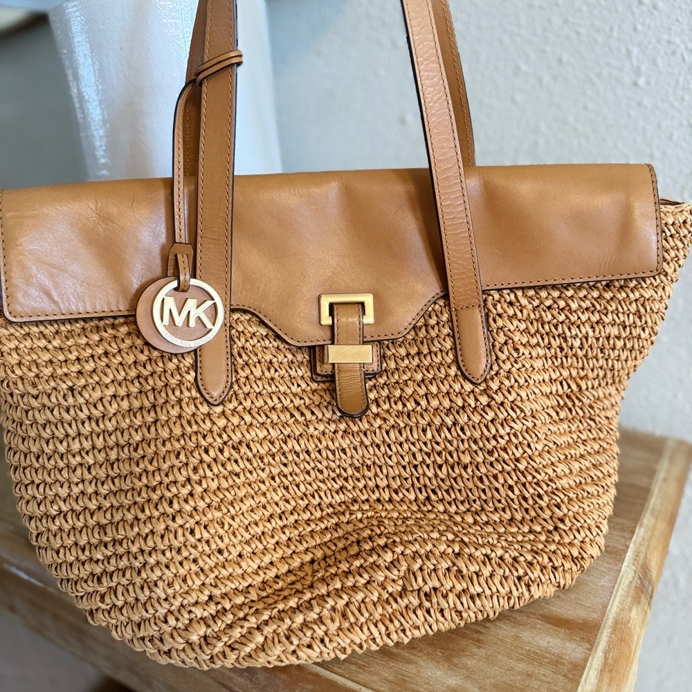 Michael Kors Tan Woven Tote Bag